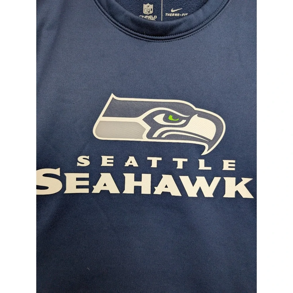 Nike Seattle Seahawks Men's Navy Blue Crewneck Sweatshirt Fleece Pullover‎ ML